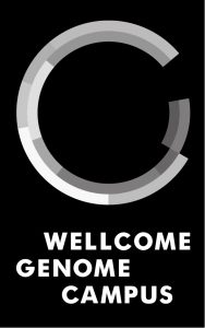 Wellcome Genome Campus logo monotone for overlays portrait RGB